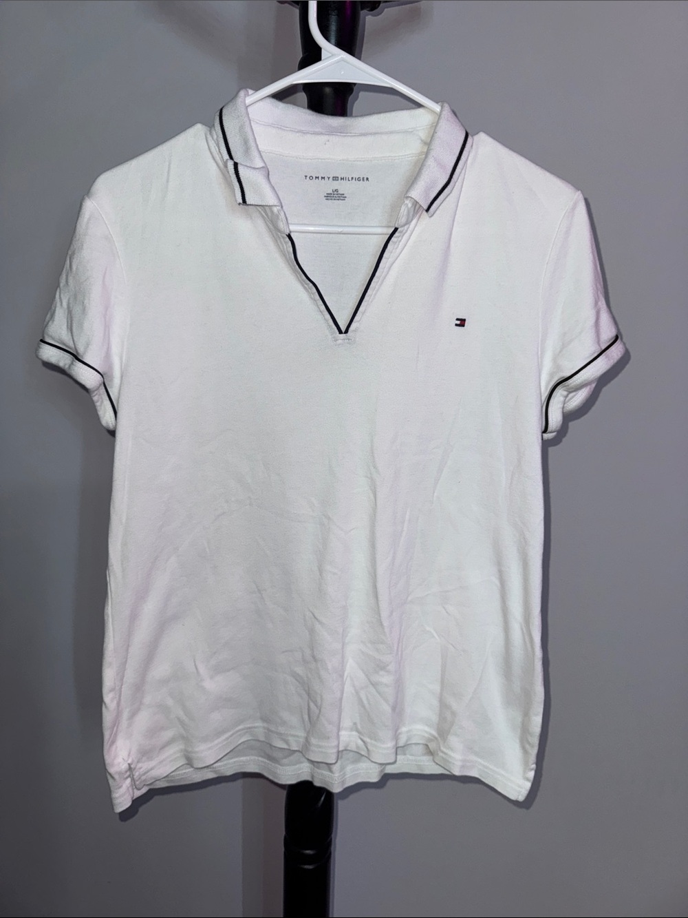 Tommy Hilfiger White Polo with Black Contrast Trim 21.T